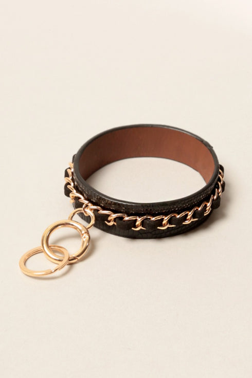 FAUX LEATHER UPCYCLED CHAIN KEYCHAIN