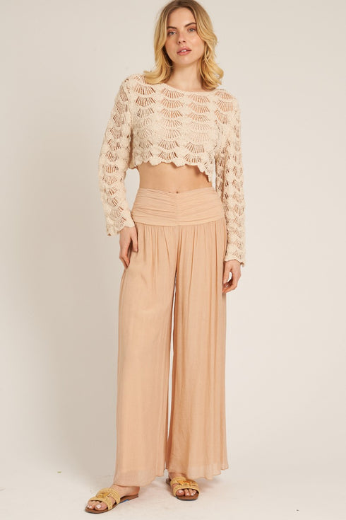 HIGH WAISTED SHIRRED PANTS