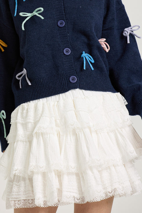 ADELINE TIERED LACE TRIMMED SKIRT