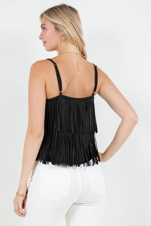 FAUX SUEDE FRINGE CAMI