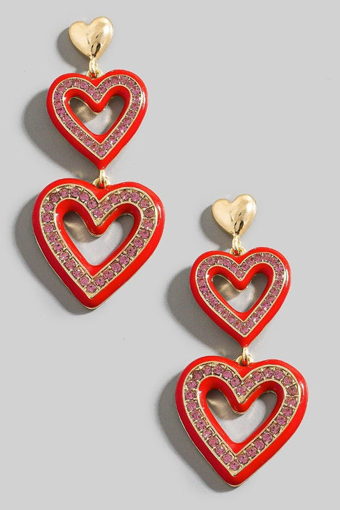 TIER PAVE DROP HEART EARRINGS