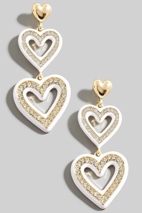TIER PAVE DROP HEART EARRINGS