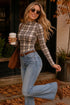 PLAID MESH ROUCHED TOP