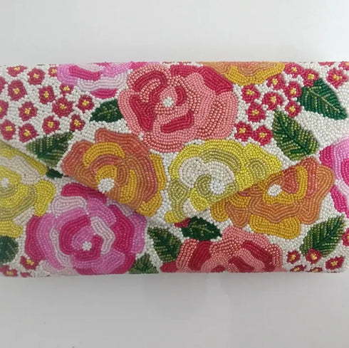 HAND BEADED MULTI ROSES BAG