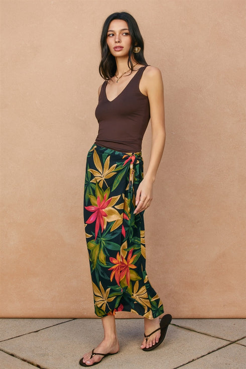 TROPICS MIDI WRAP SKIRT