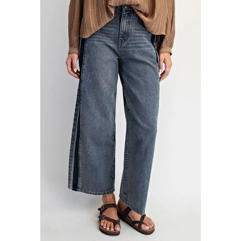 CONTRAST WIDE LEG JEAN