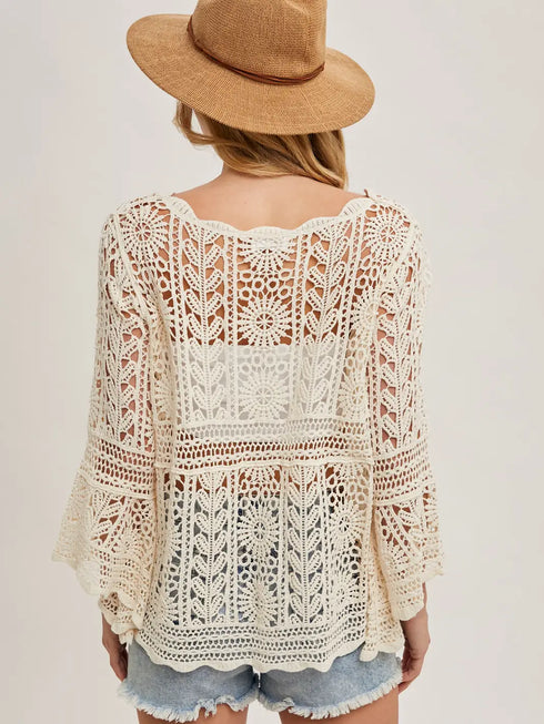 CROCHET BELL SLEEVE TOP