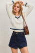 FAUX LEATHER DETAIL DENIM