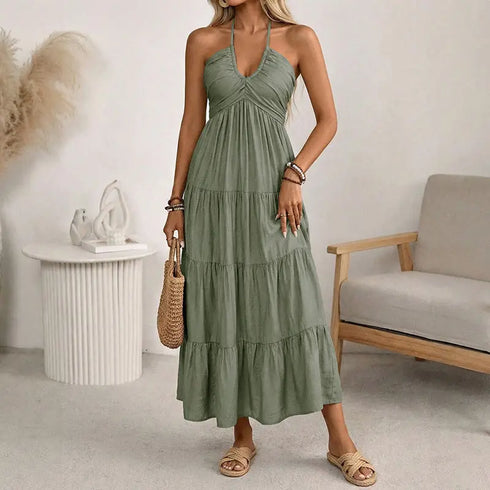 HALTER V MAXI DRESS