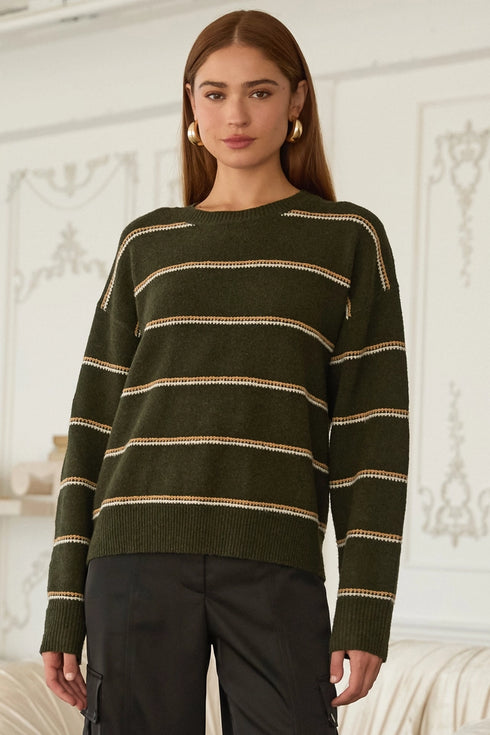 CREWNECK STRIPE SWEATER