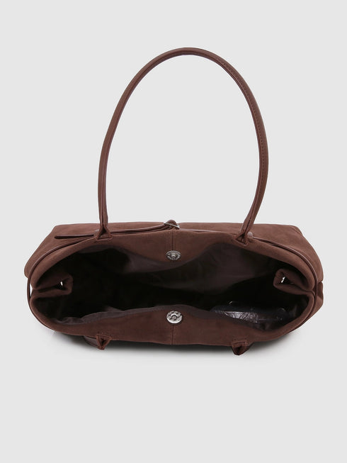 FAUX SUEDE SHOULDER HANDBAG