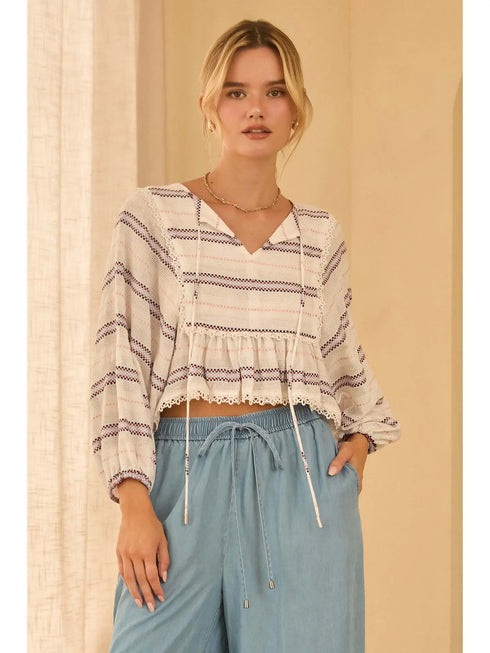 STRIPED PEPLUM TOP