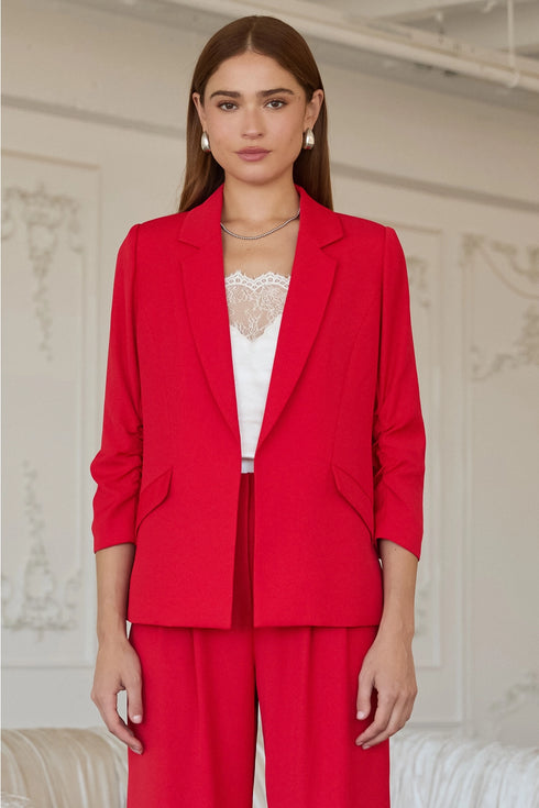 RACHEL SHIRRED SLEEVE BLAZER