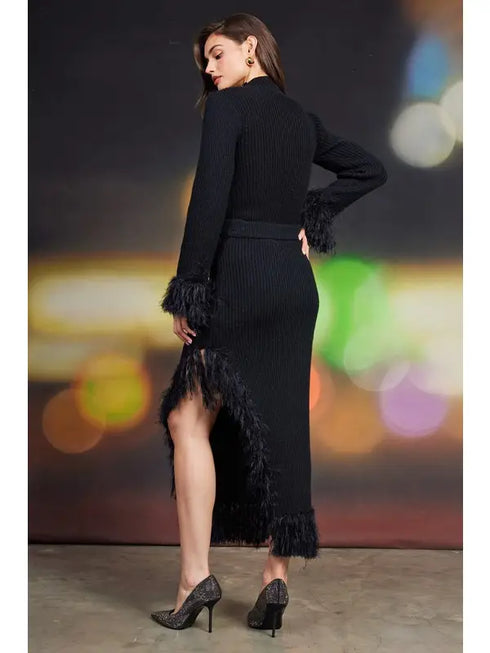 FEATHERED FRINGE SKIRT