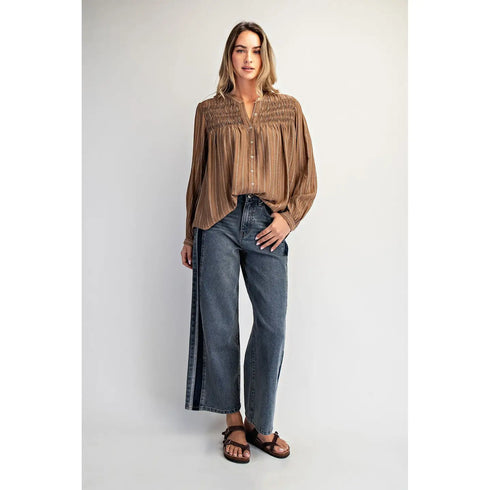 CONTRAST WIDE LEG JEAN