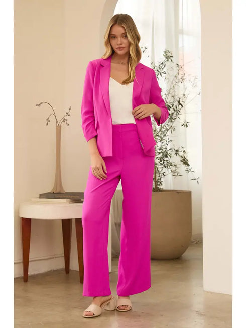 RACHEL SHIRRED SLEEVE BLAZER