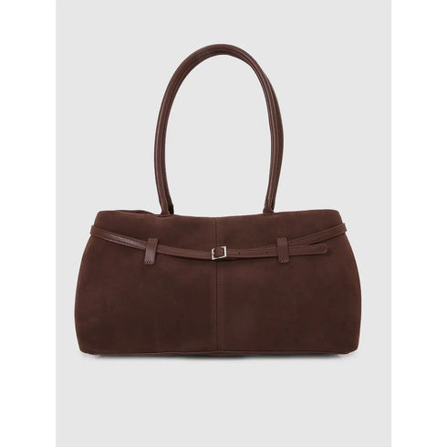 FAUX SUEDE SHOULDER HANDBAG