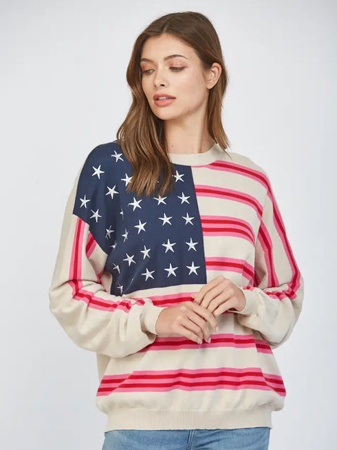 A TOUCH OF PINK FLAG SWEATER